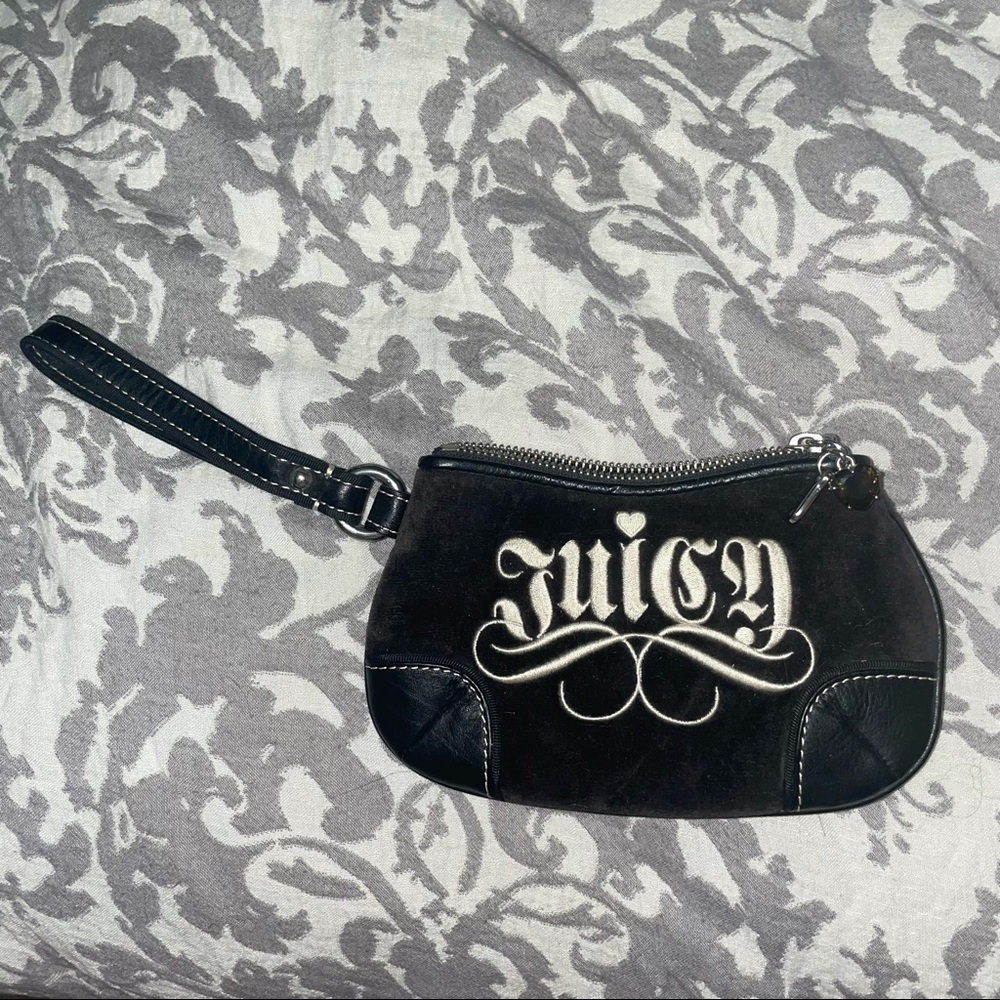 Vintage Juicy Couture Brown Velour & Leather Wristlet